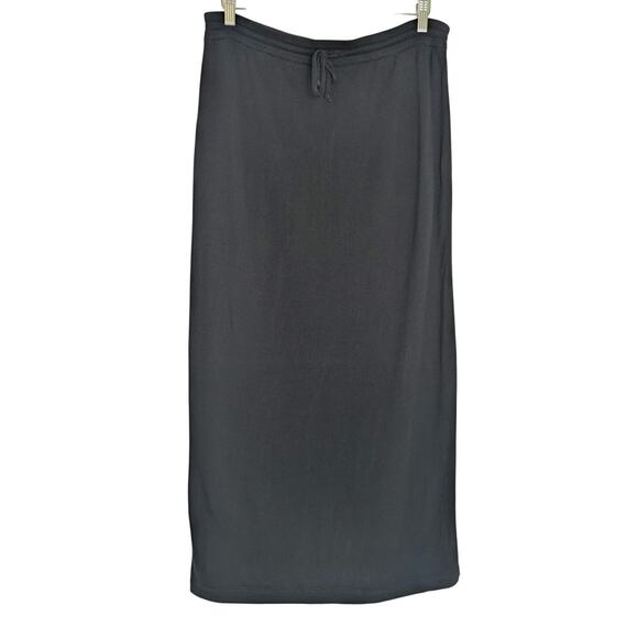 Lauren Ralph Lauren Cotton Black Knit Drawstring Maxi Skirt Women L Capsule - Picture 1 of 12
